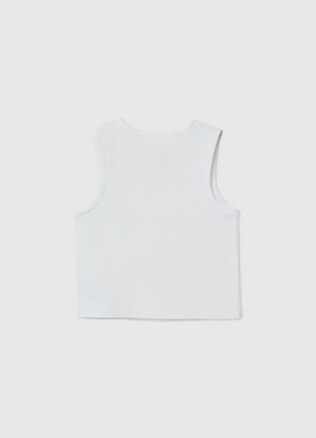 Calliope top côtelé fille strass sans manches