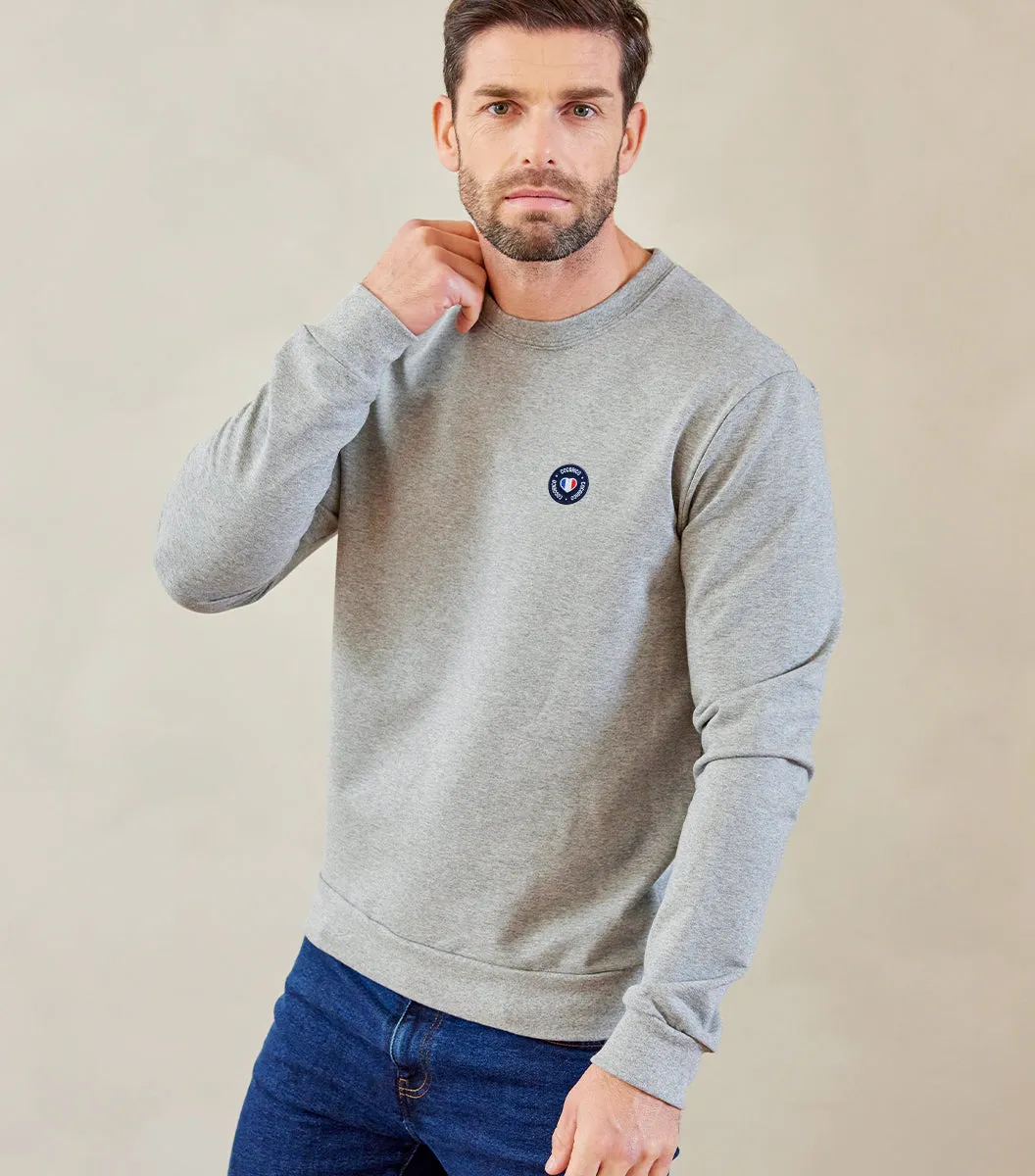 Cocorico Blason sweat homme gris coton