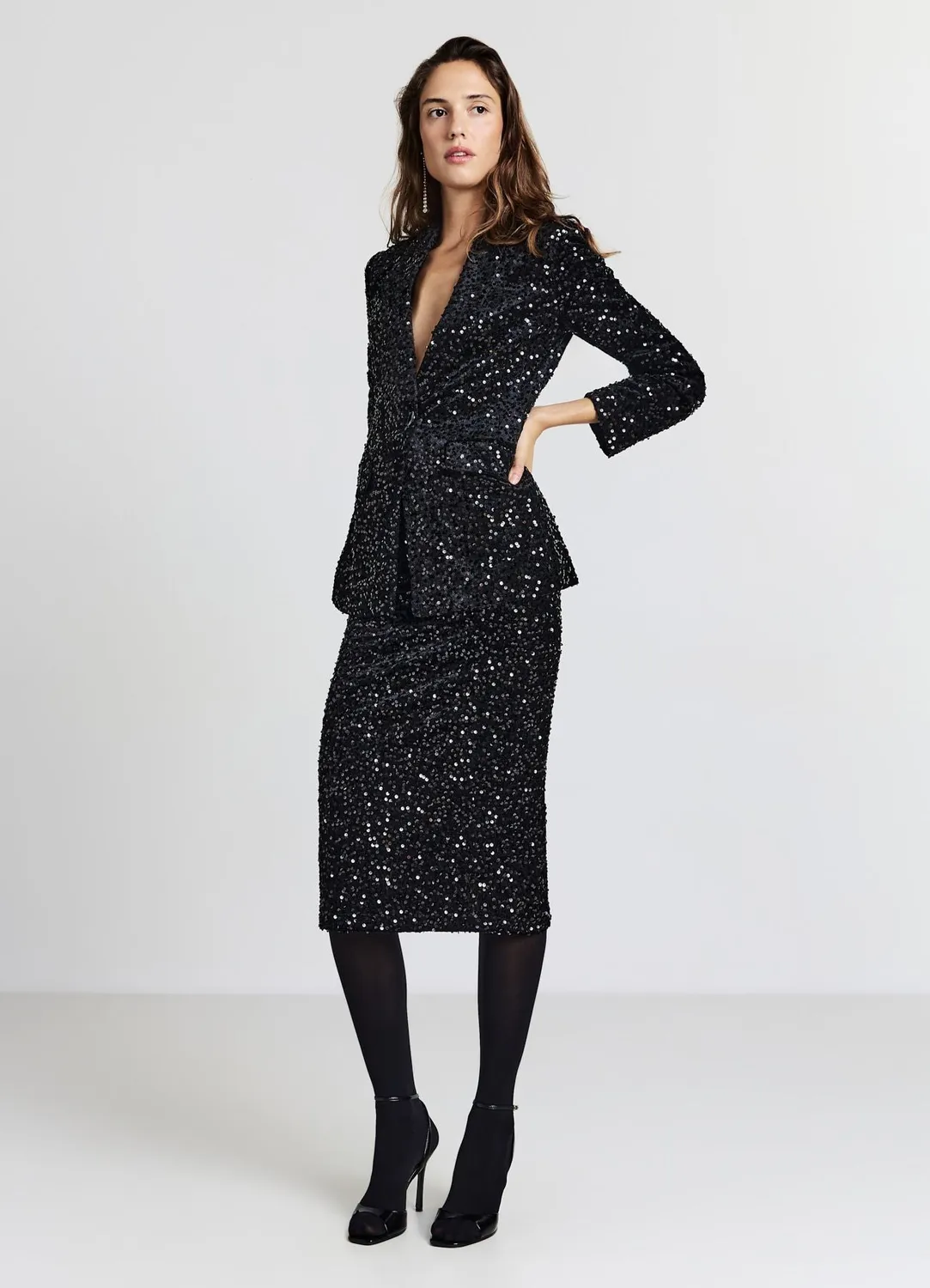 Calliope veste monopetto paillettes femme soiree