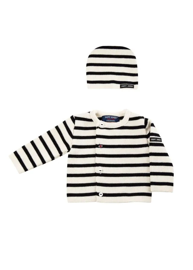 Saint James naissance ensemble bébé écume navy 3-12 mois