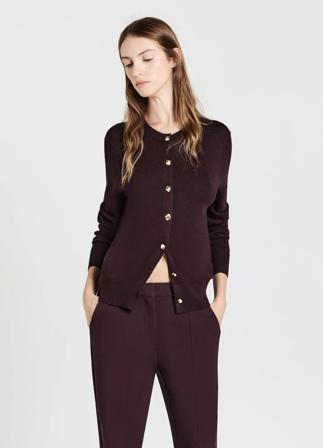 Calliope Boutons Dorés cardigan femme col rond