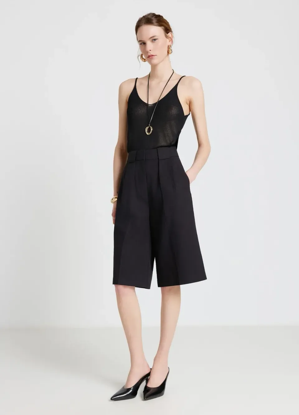 Calliope Shorts bermuda femme taille haute à plis