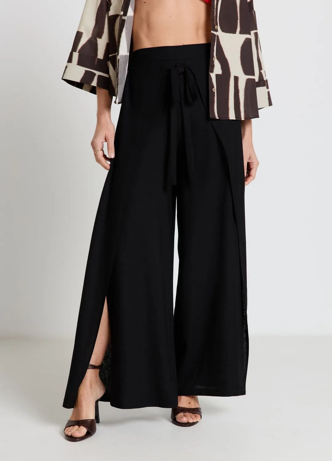 Calliope pantalon palazzo ceinture à nouer femme large