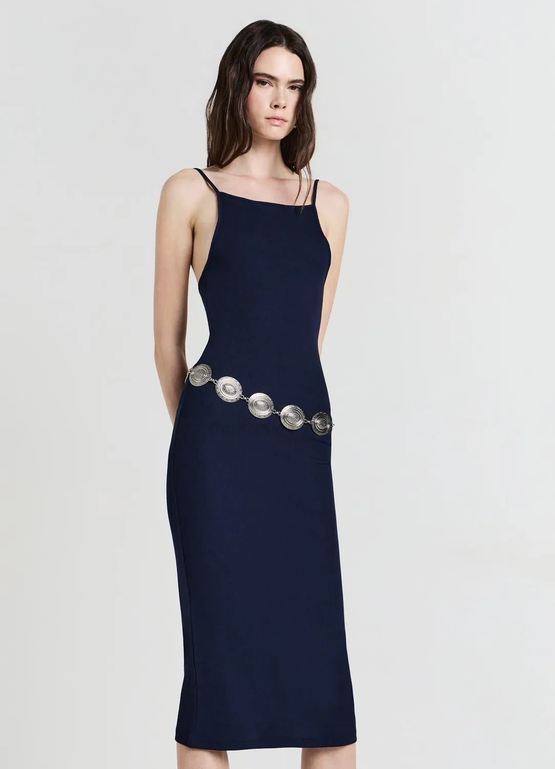 Calliope robe longue femme côtelée bretelles