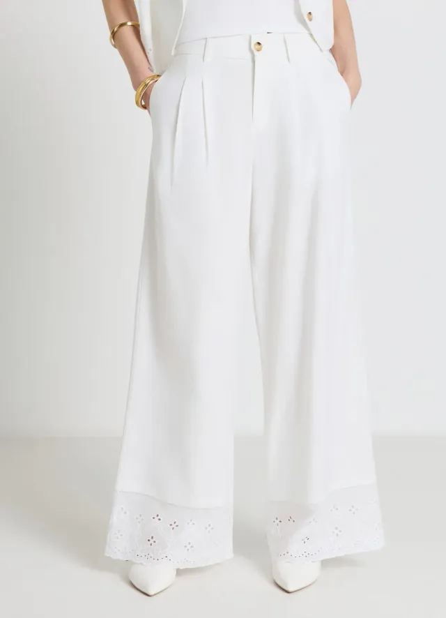 Calliope pantalon palazzo femme volant broderie