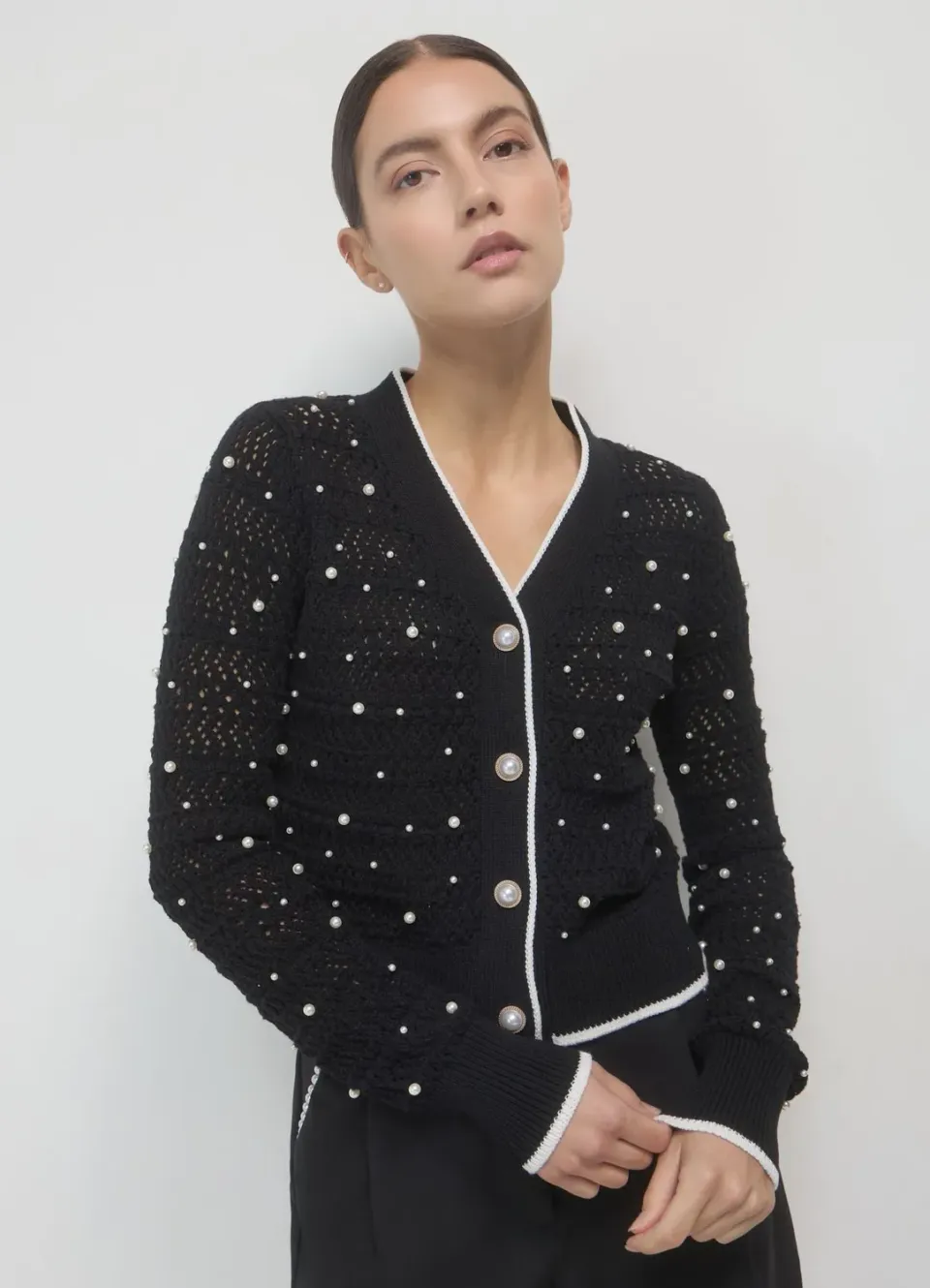 Calliope cardigan perles gilet femme col V