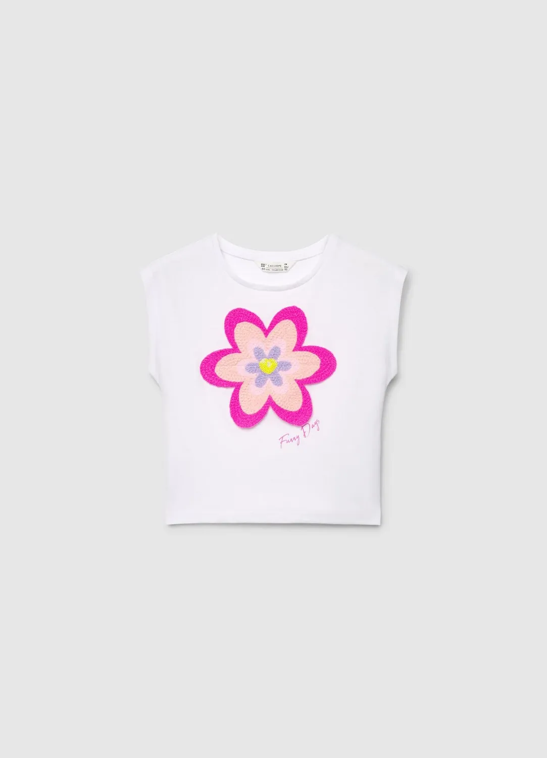Calliope t-shirt fille fleur crochet manches courtes coton