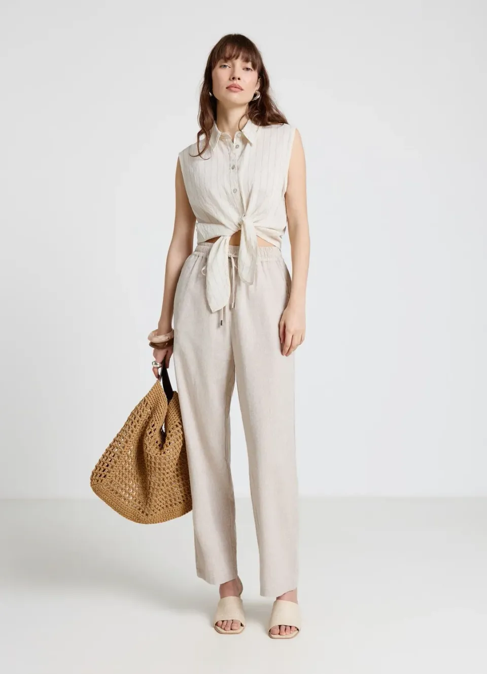 Calliope chemise sans manches femme rayée à nœud