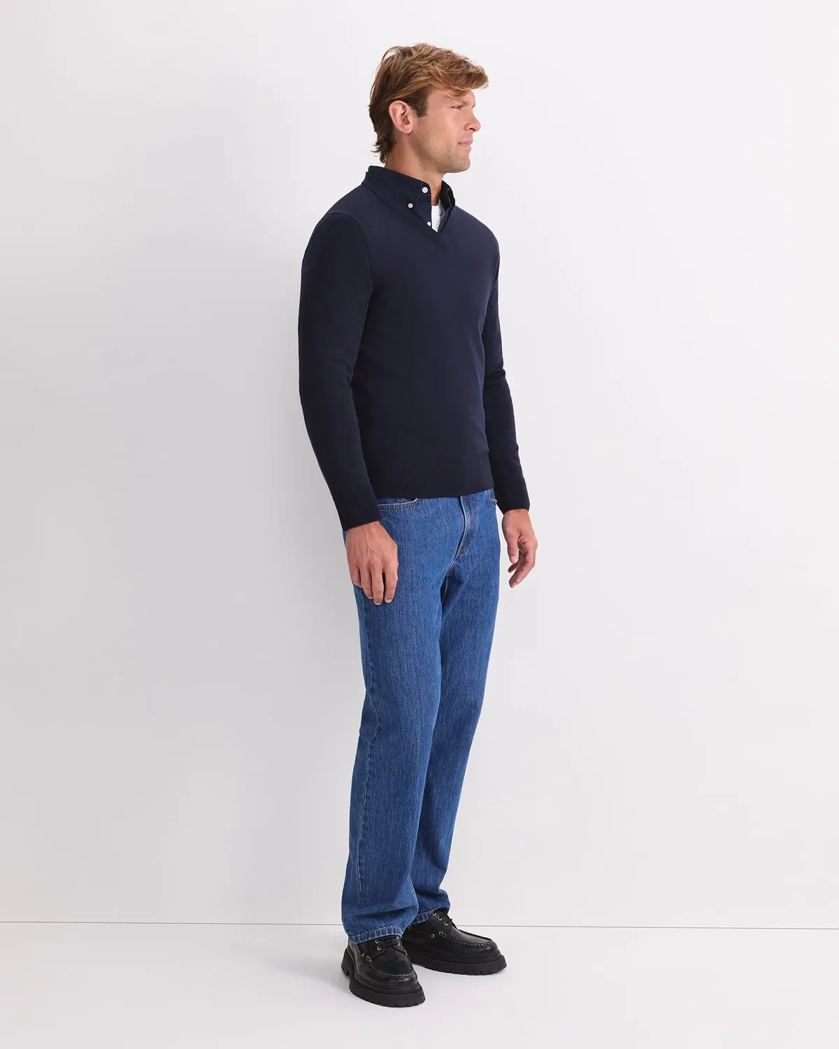 Sportscraft Merino pull col V laine homme léger
