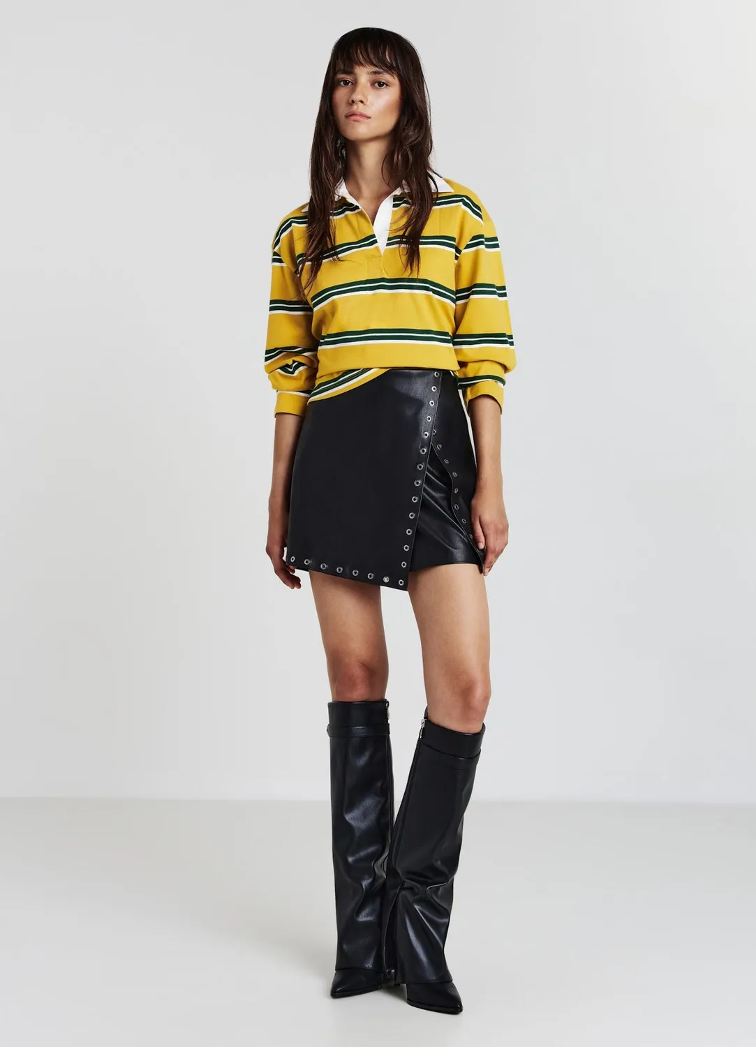 Calliope jupe-pantalon simili cuir cloutée femme