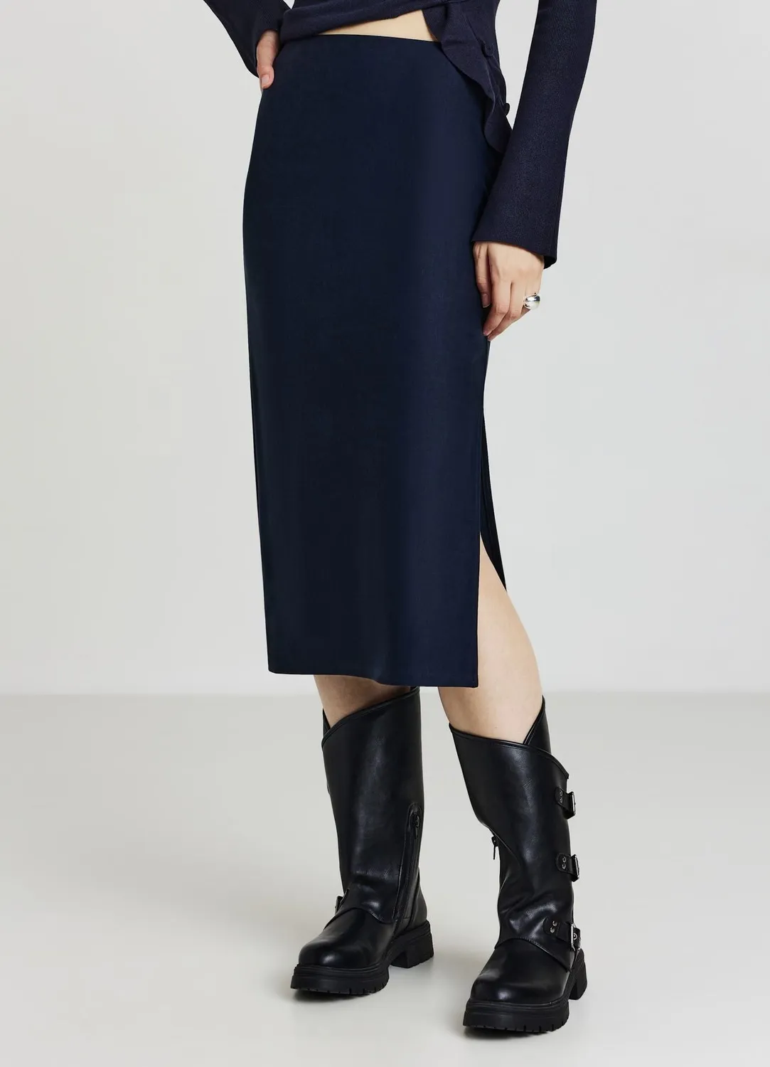 Calliope jupe midi fendue femme ajustee