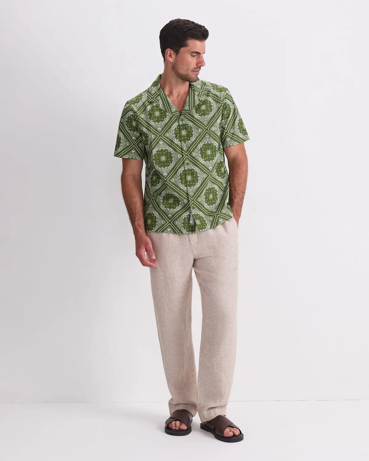 Sportscraft Bandana Short Sleeve Resort Shirt chemise coton