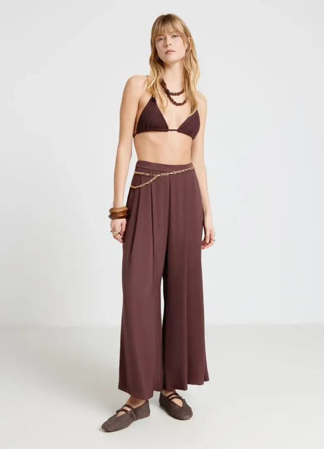 Calliope jupe-pantalon femme satinée longue unie