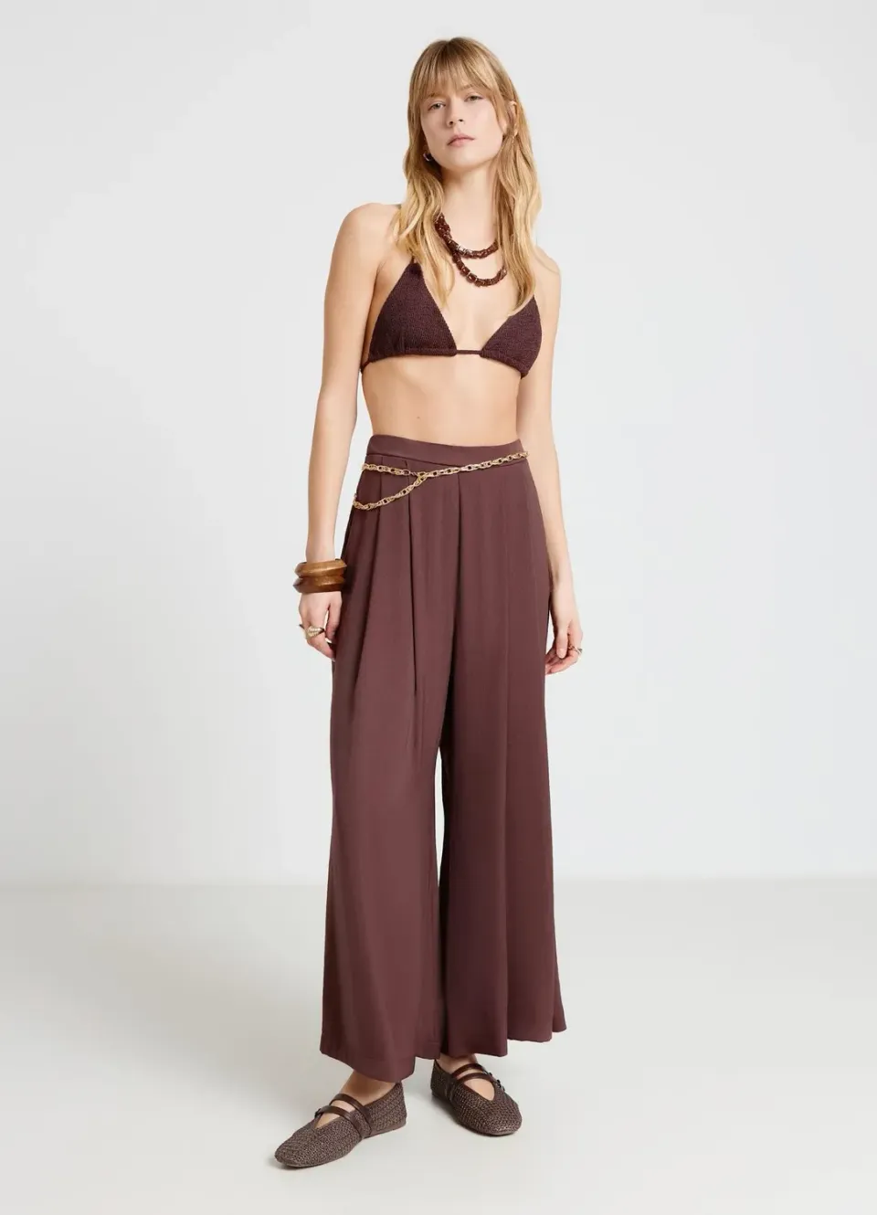 Calliope jupe-pantalon femme satinée longue unie