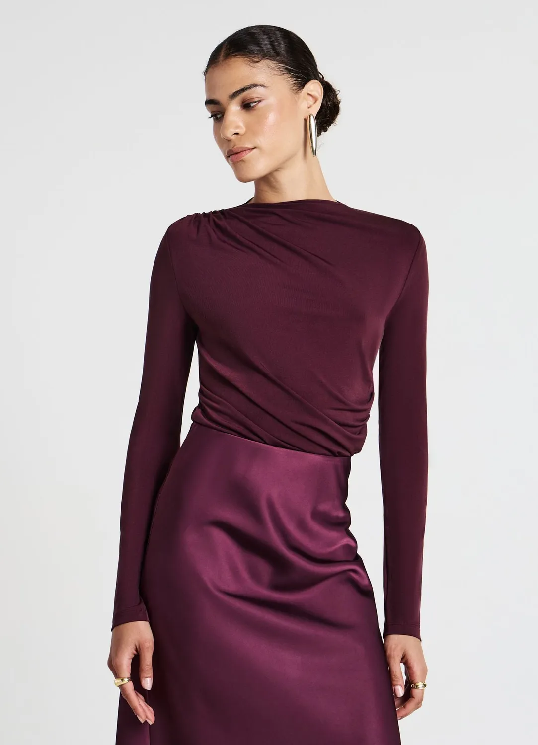 Calliope t-shirt froncé épaule manches longues