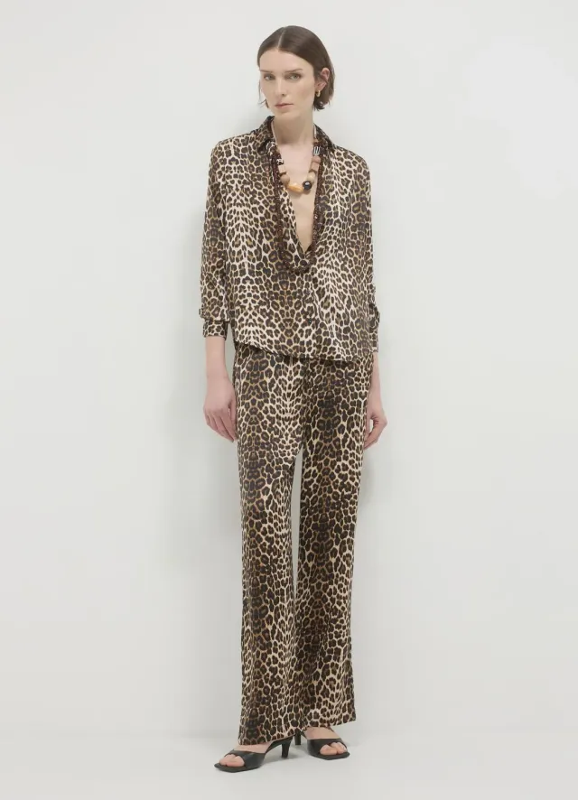 Calliope chemise satin animalier manches longues femme