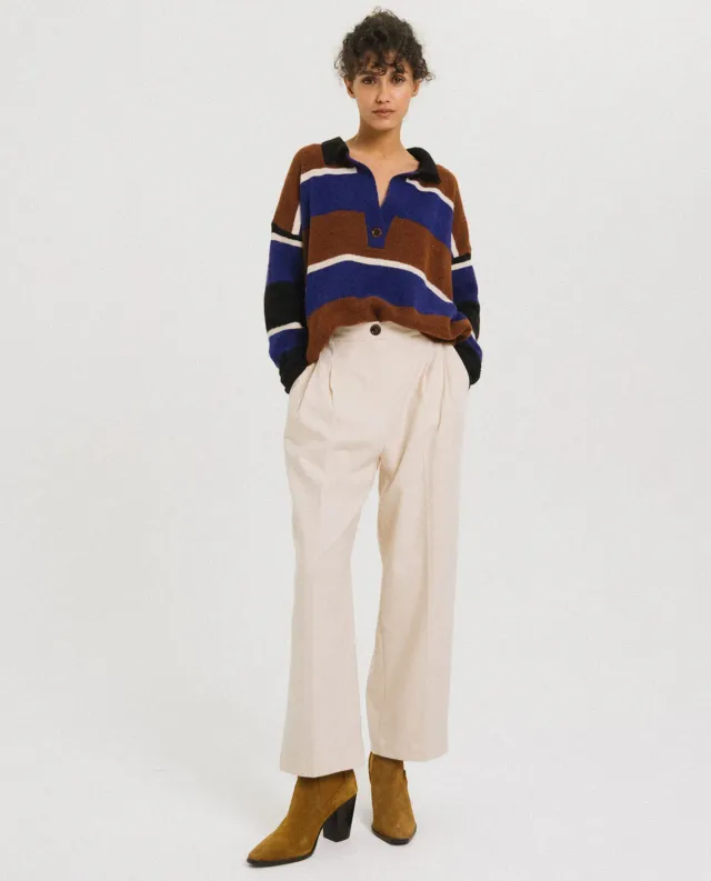 Tinsels Winner pull marron laine patte boutonnée