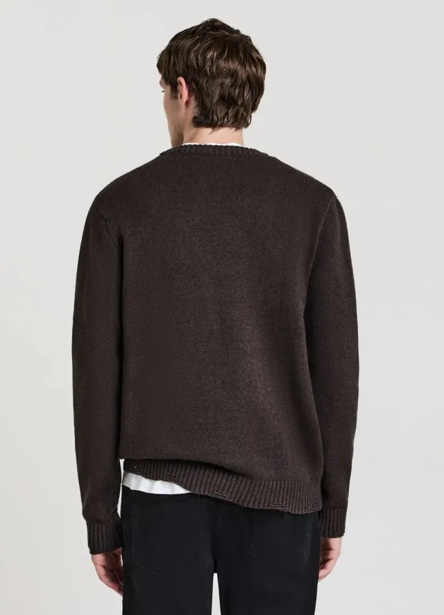Calliope pull homme col rond déchiré manches longues