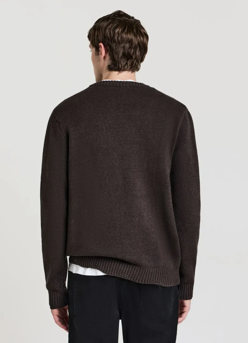 Calliope pull homme col rond déchiré manches longues