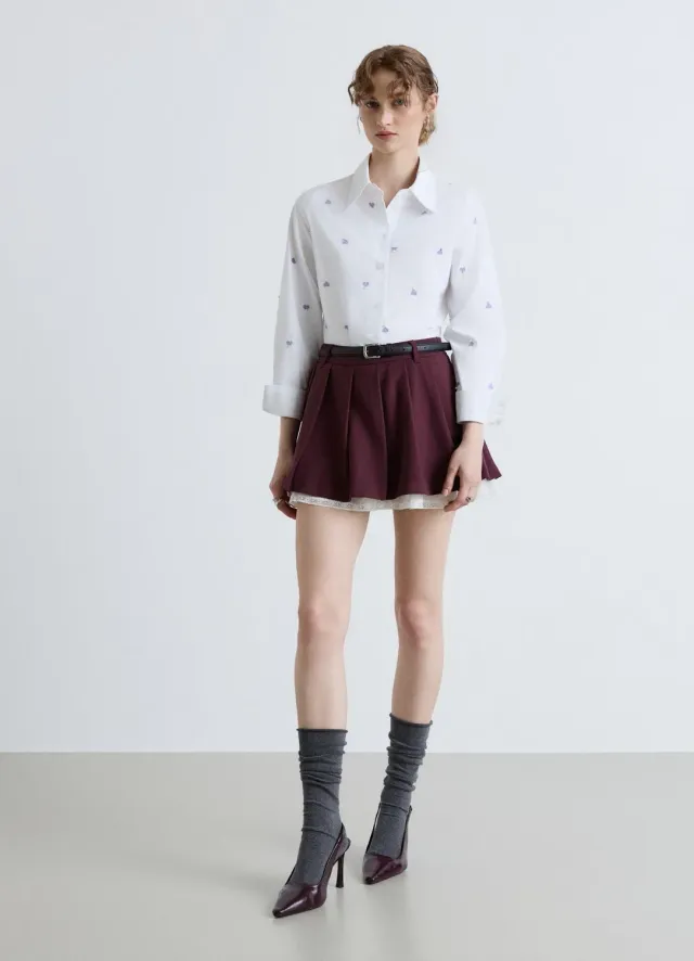 Calliope chemise cœurs brodés perles femme coton