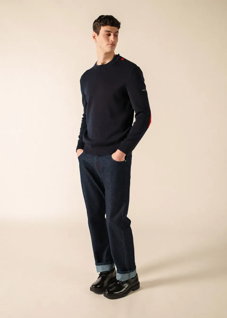 Saint James Mondiovision pull navy laine homme