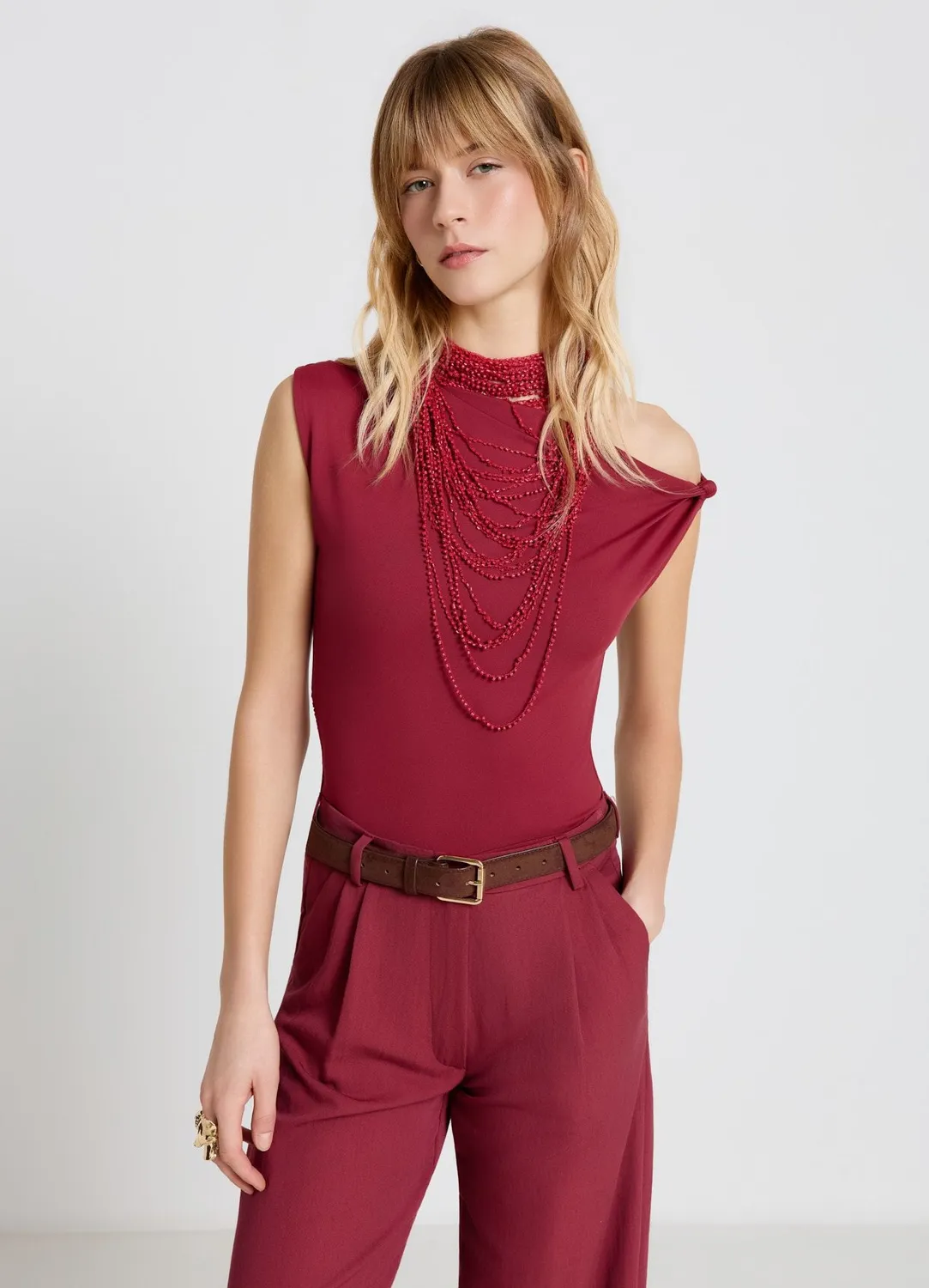 Calliope top asymétrique femme drapé à nœud