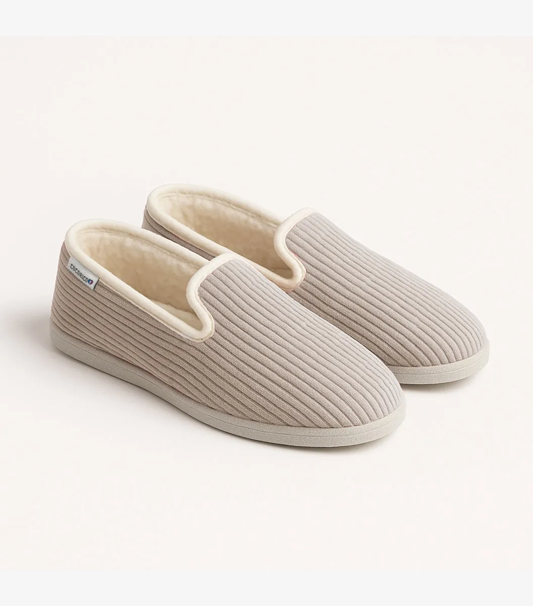 Cocorico Velours charentaises homme beige fabriquées en France