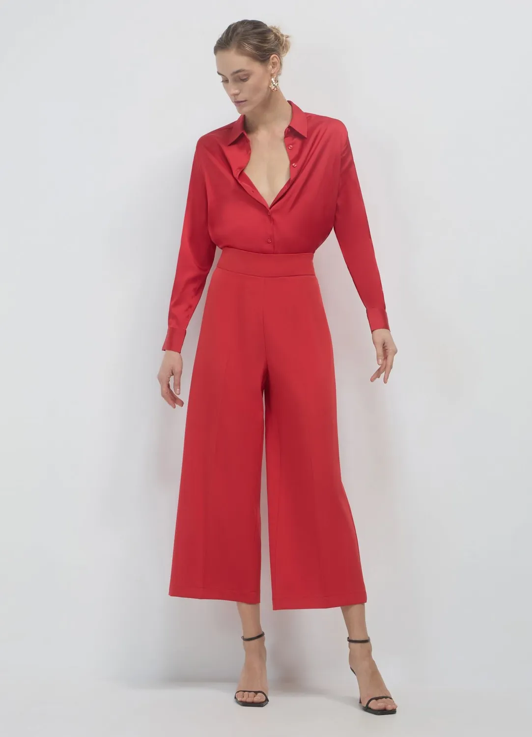 Calliope pantalon palazzo court femme uni