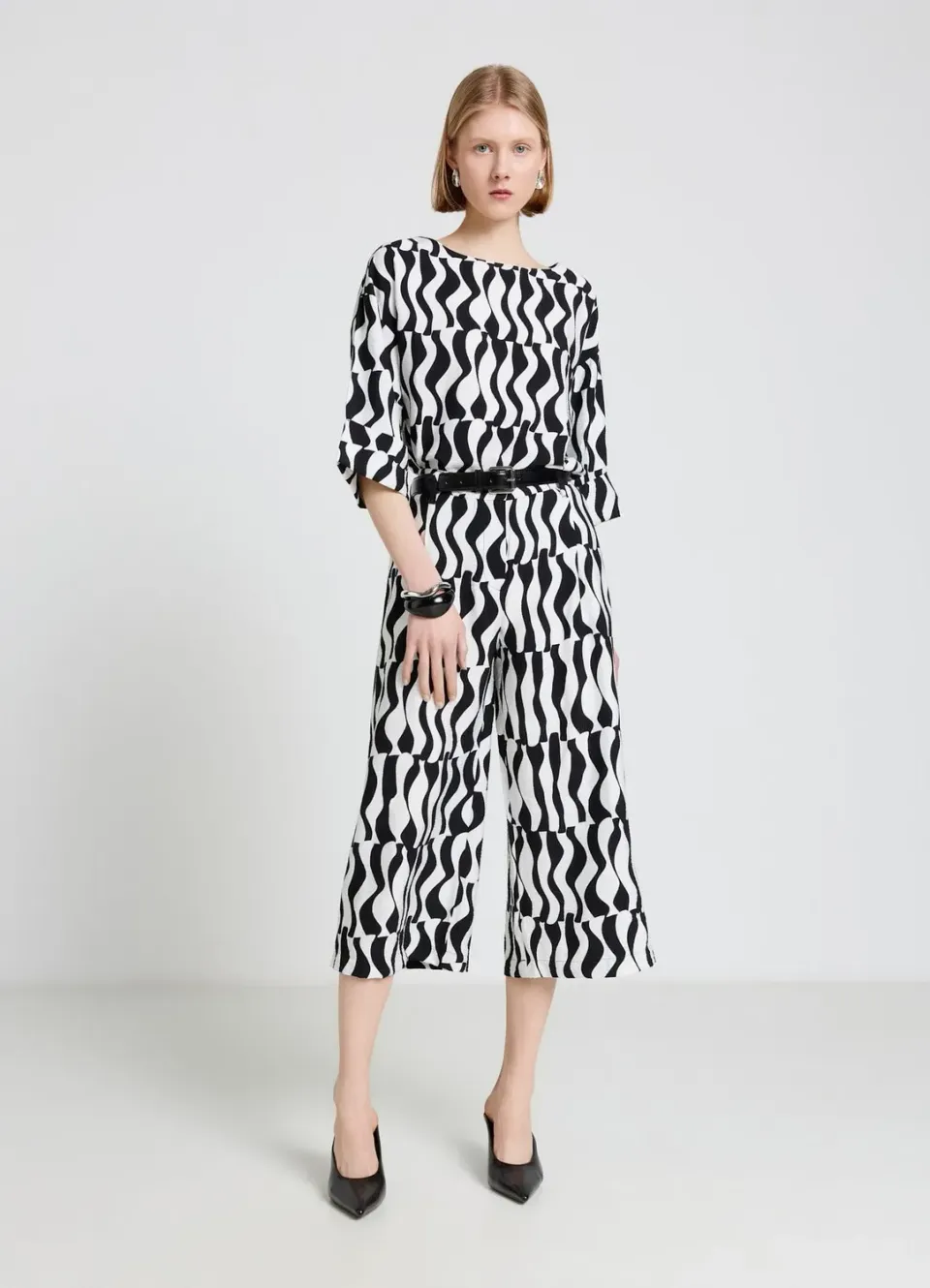 Calliope pantalon palazzo crop femme à motif