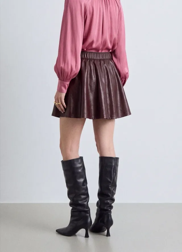 Calliope jupe courte évasée effet cuir taille haute XS/S