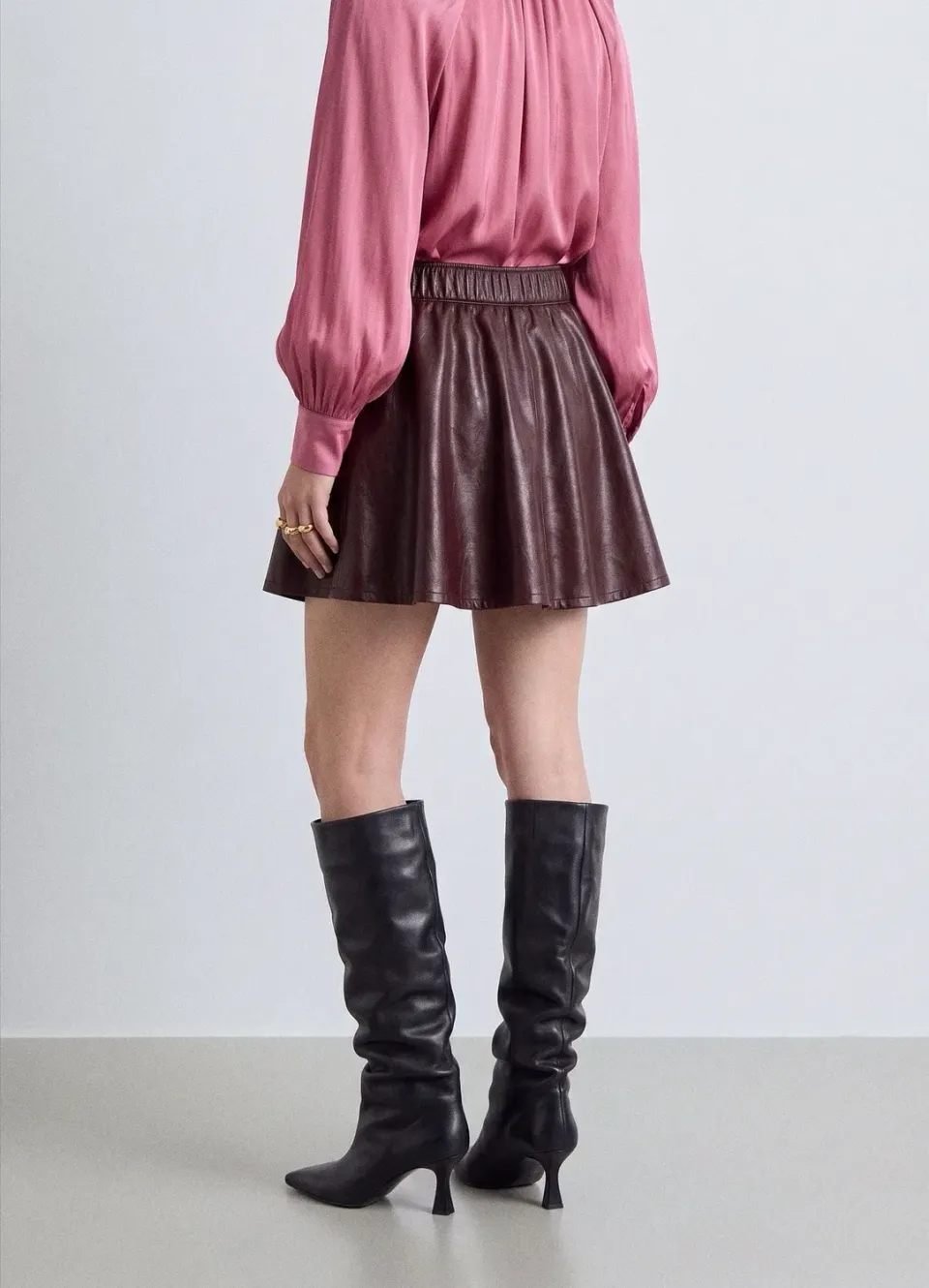 Calliope jupe courte évasée effet cuir taille haute XS/S