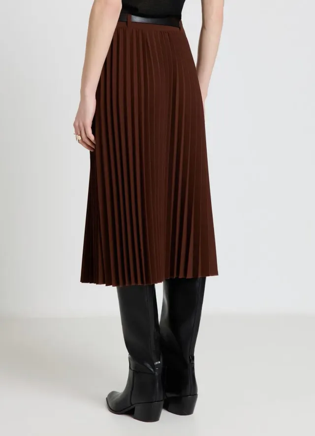 Calliope jupe plissée midi à ceinture femme