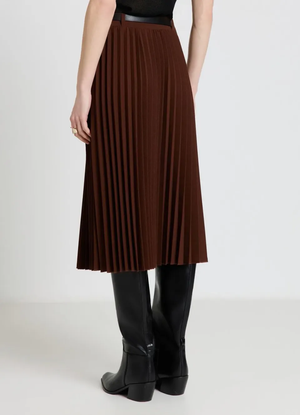 Calliope jupe plissée midi à ceinture femme