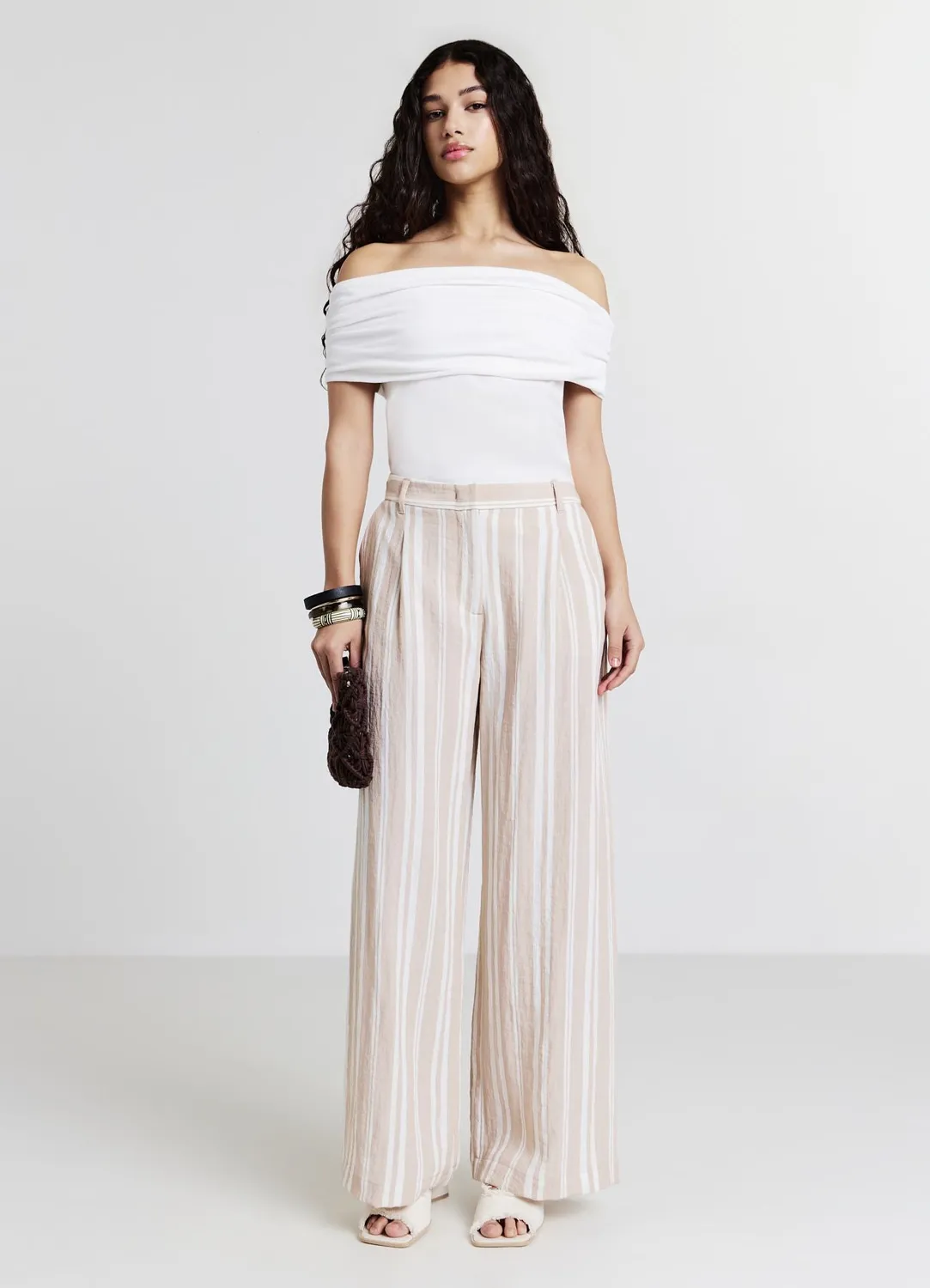 Calliope pantalon palazzo femme rayé regular