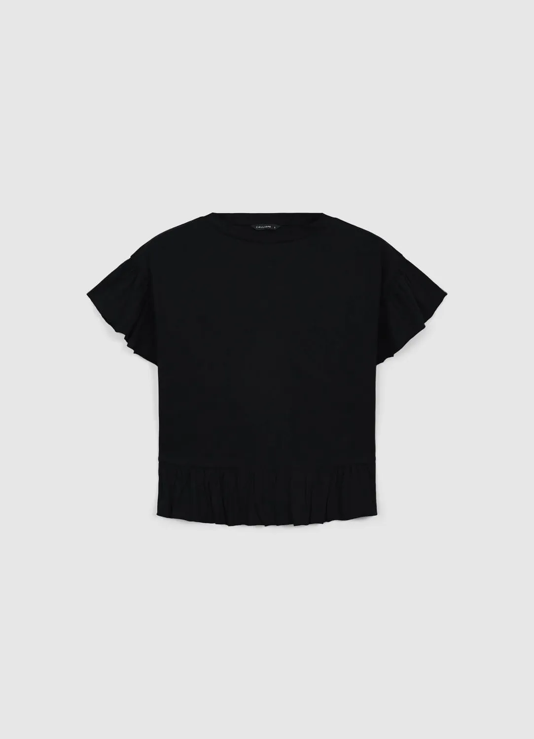 Calliope volants t-shirt femme coton col rond