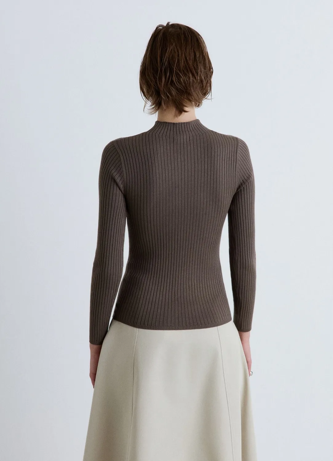 Calliope t-shirt col haut côtelé manches longues femme