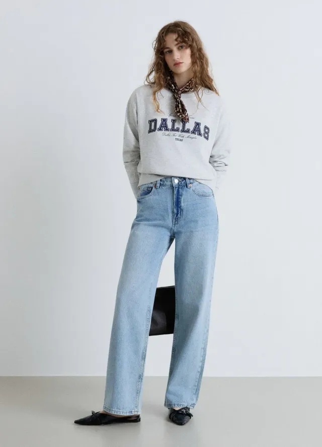 Calliope sweat col rond femme inscription college