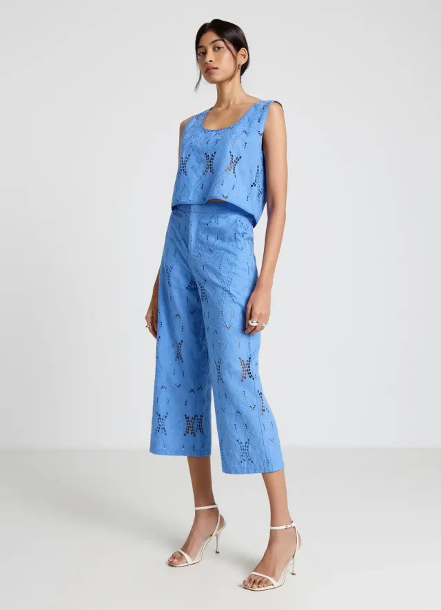 Calliope top sangallo femme ajouré col rond