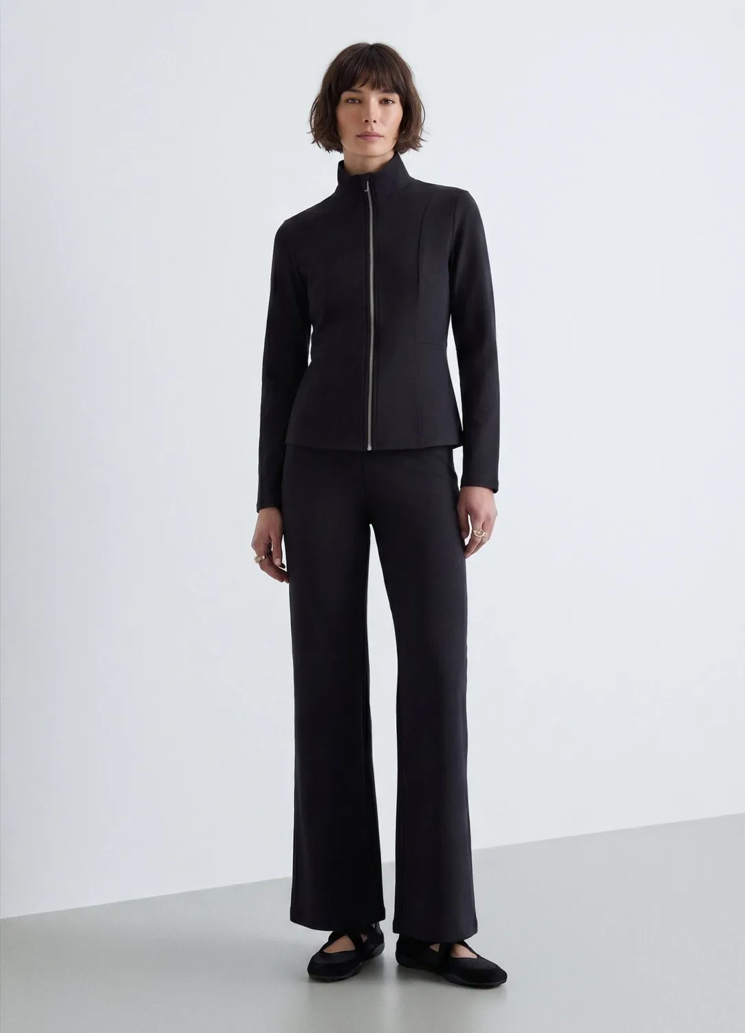 Calliope peplum sweat zippé col montant