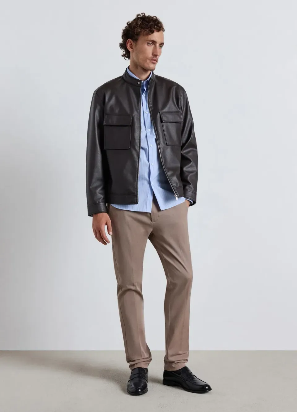 Calliope veste effet cuir homme zip à poches