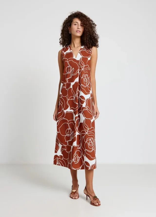Calliope robe longue fleurie femme col V sans manches