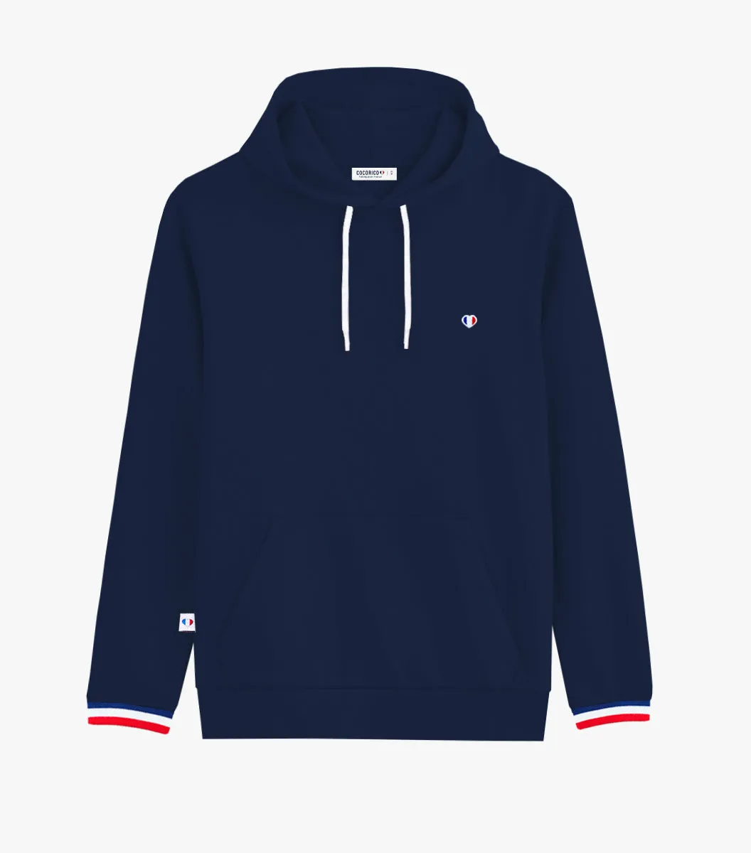 Cocorico Iconique sweat capuche homme marine coton