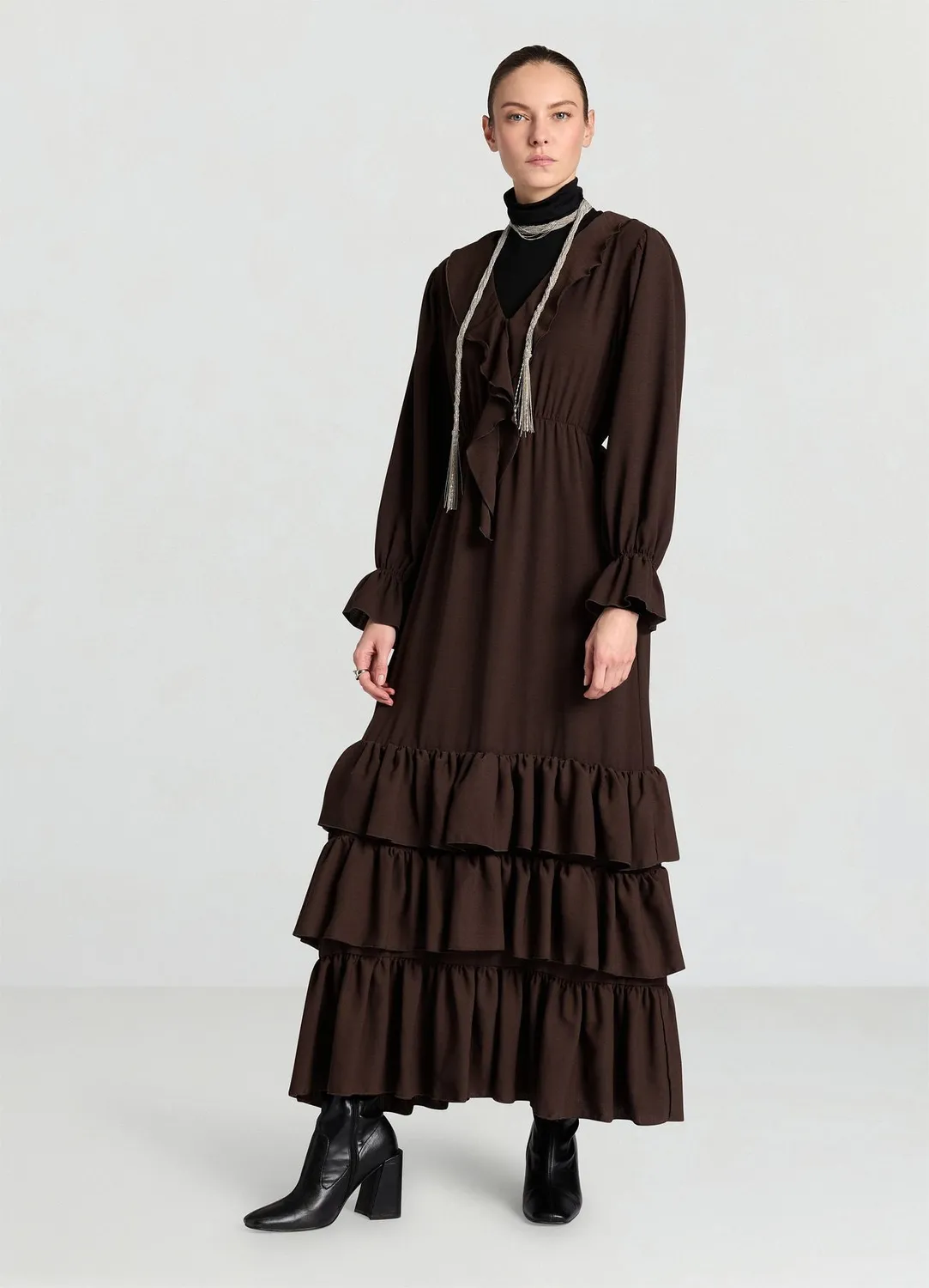 Calliope Atelier robe longue volants femme manches