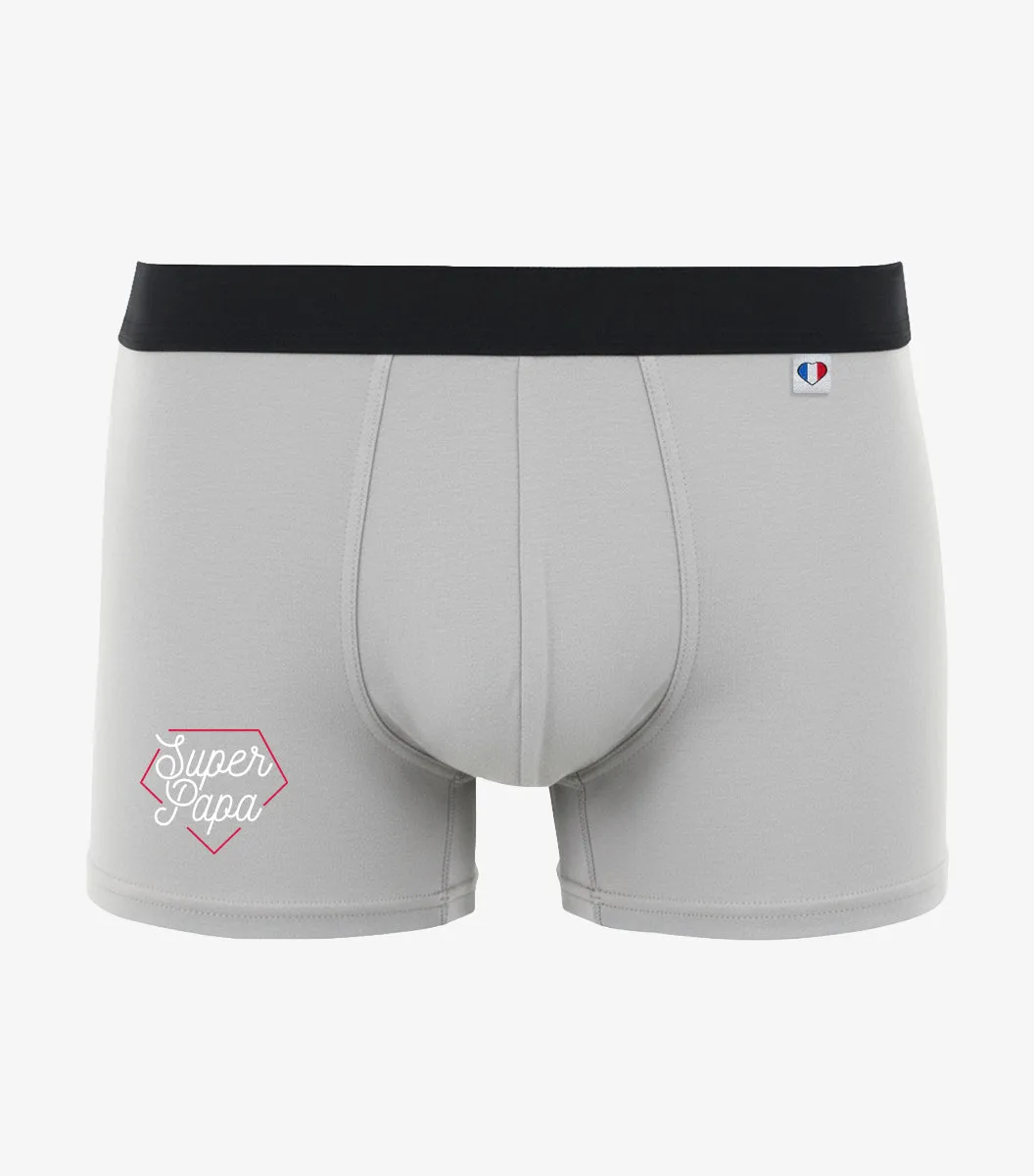 Cocorico Super Papa boxer homme gris coton stretch