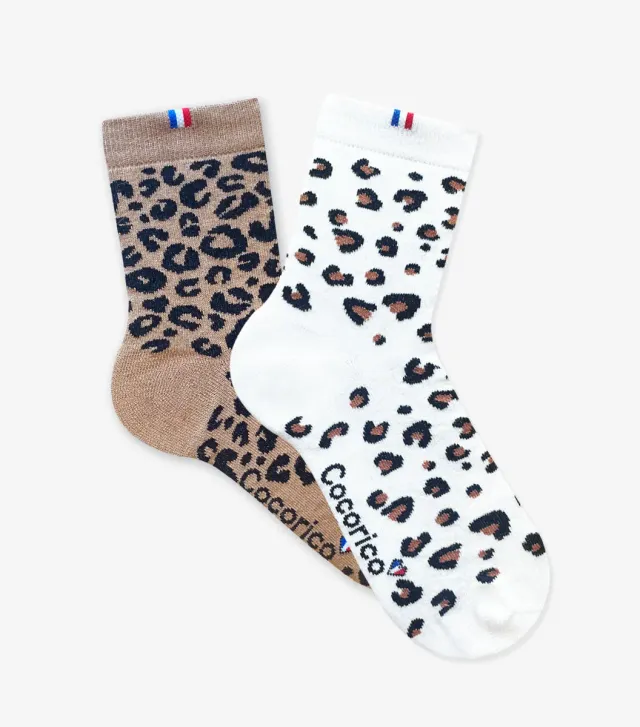 Cocorico chaussettes femme léopard x2 coton