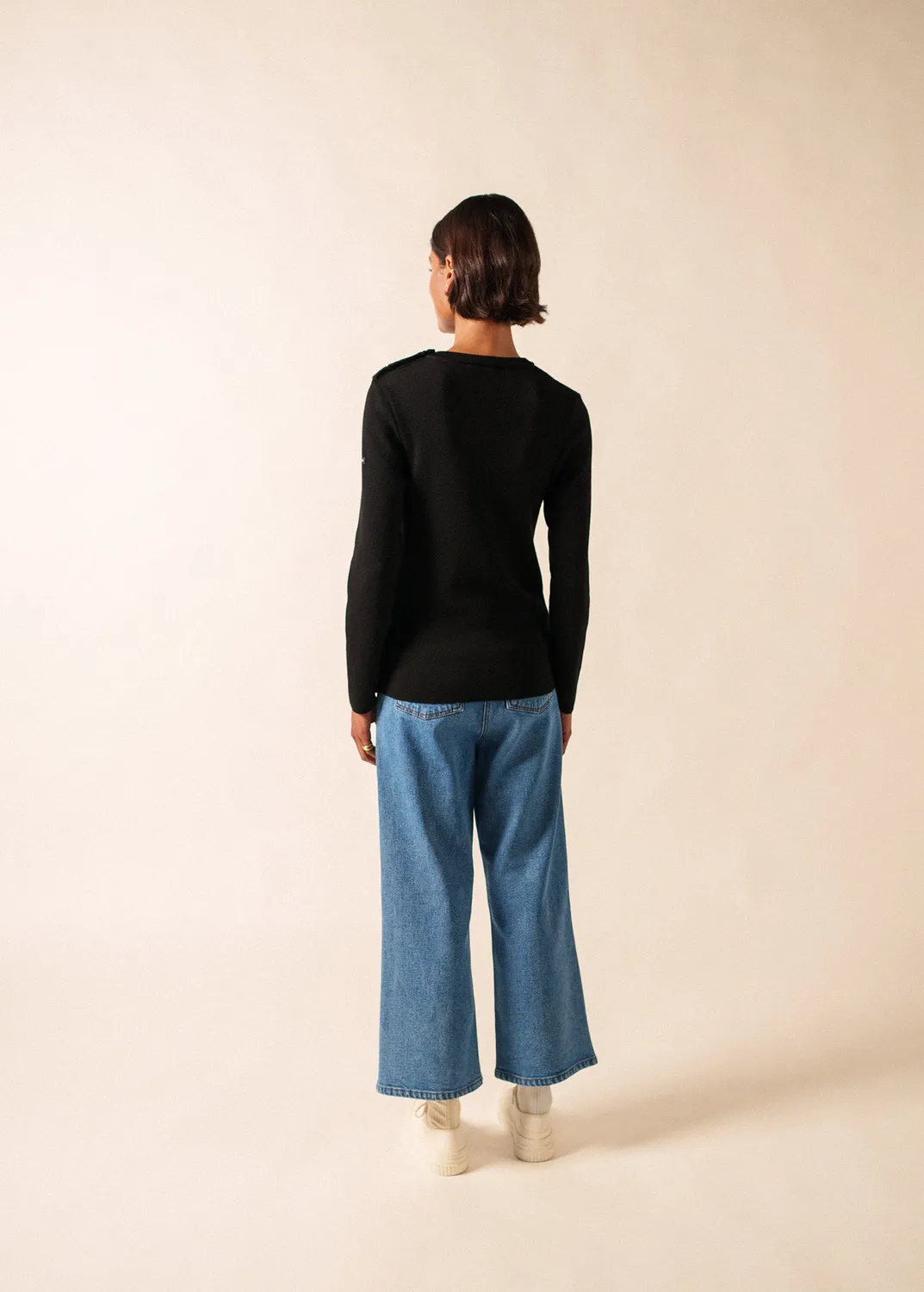 Saint James Marée pull marin noir 100% laine