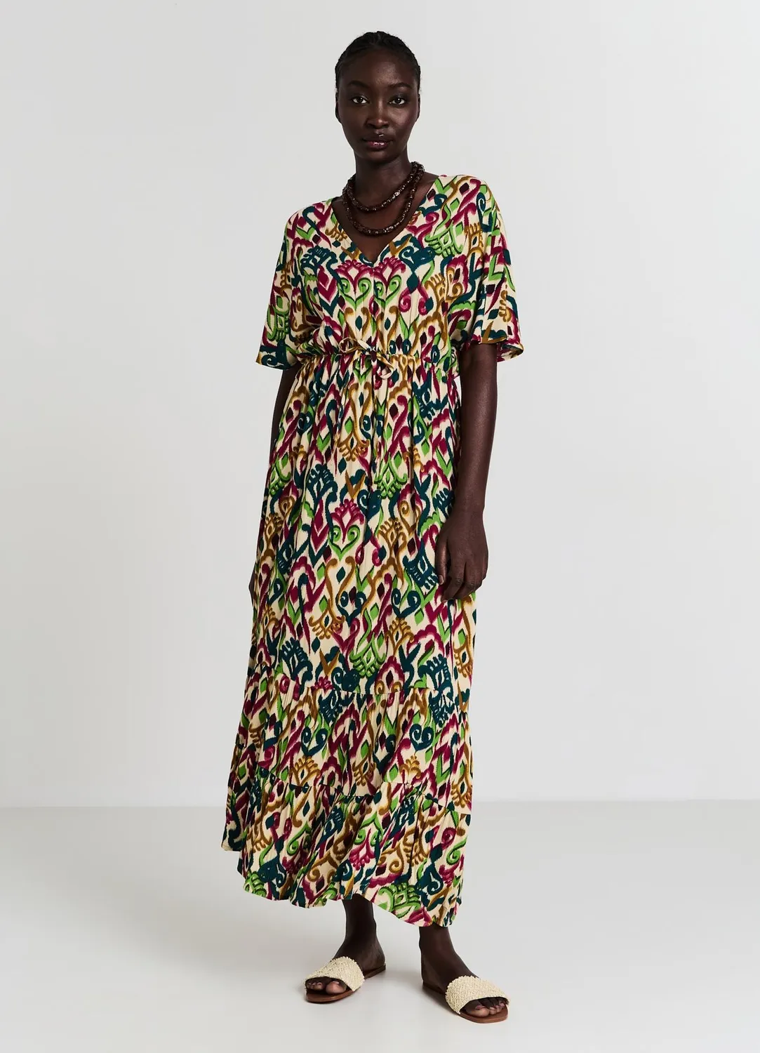 Calliope Robe Kimono Longue Femme Volant Imprimé