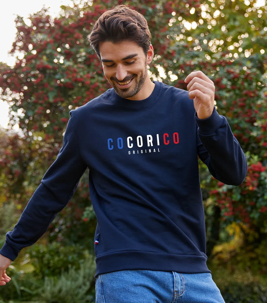 Cocorico Signature Sweat Homme Marine Coton