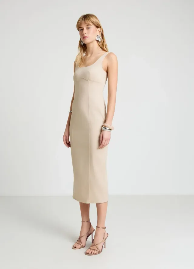 Calliope Atelier robe fourreau femme col carré unie