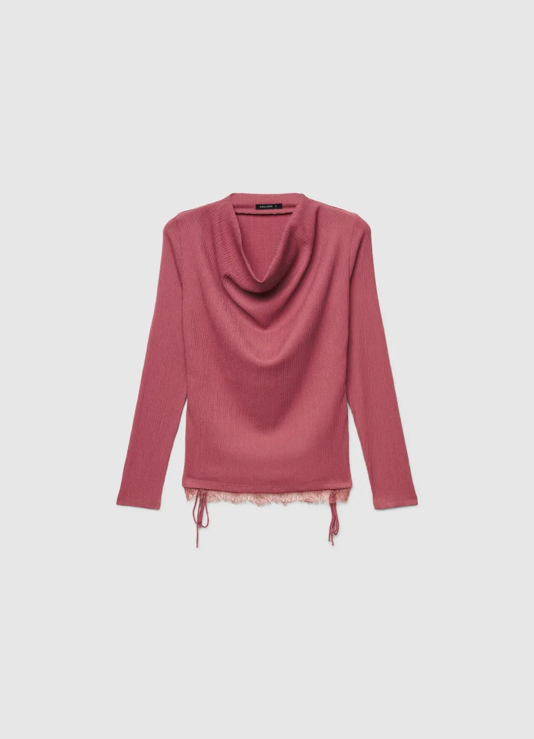 Calliope t-shirt manches longues col drapé dentelle